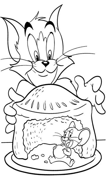 kolorowanka Tom i Jerry malowanka do wydruku z bajki dla dzieci, do pokolorowania kredkami, obrazek nr 1